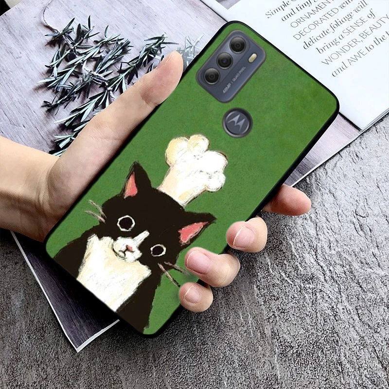 

Phone Case For Moto G85 G55 G05 G14 G75 G31 G50 G10 G20 G30 G60 G13 G32 G84 G54 G53 G72 G24 Power Drinking Wine Cat