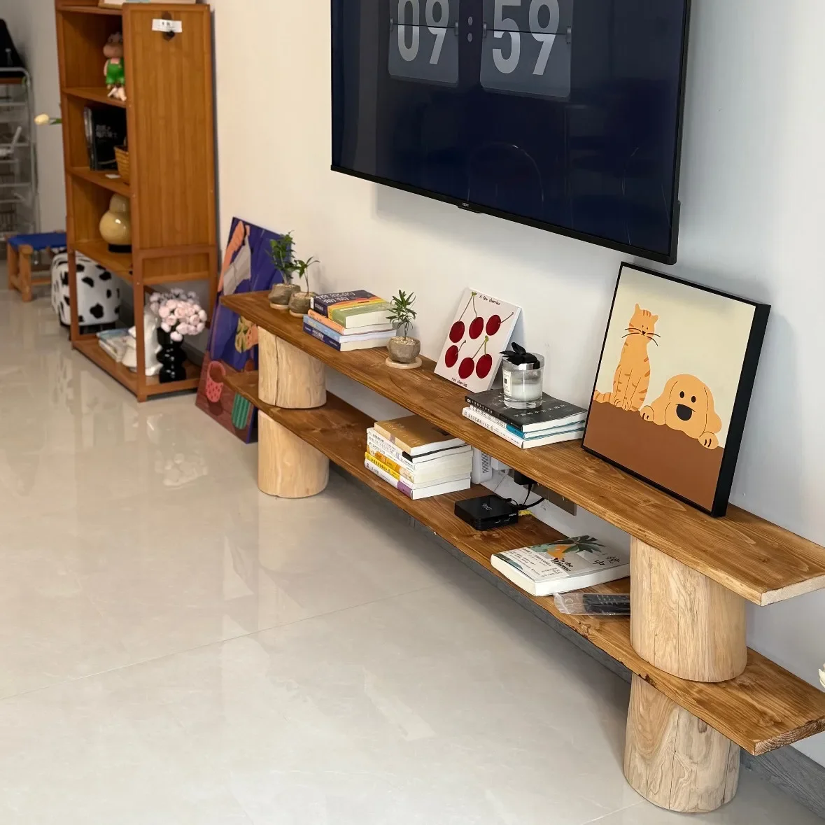Wabi Sandy Wind Solid Wood TV Cabinet Living Room Home Floor Storage Locker
