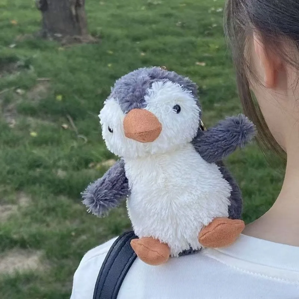 귀여운 플러시 땅콩 펭귄 가방 장식 플러시 장난감 선물 키 체인 귀여운 인형 펜던트 사랑스러운 펭귄 인형 휴일 생일 선물
