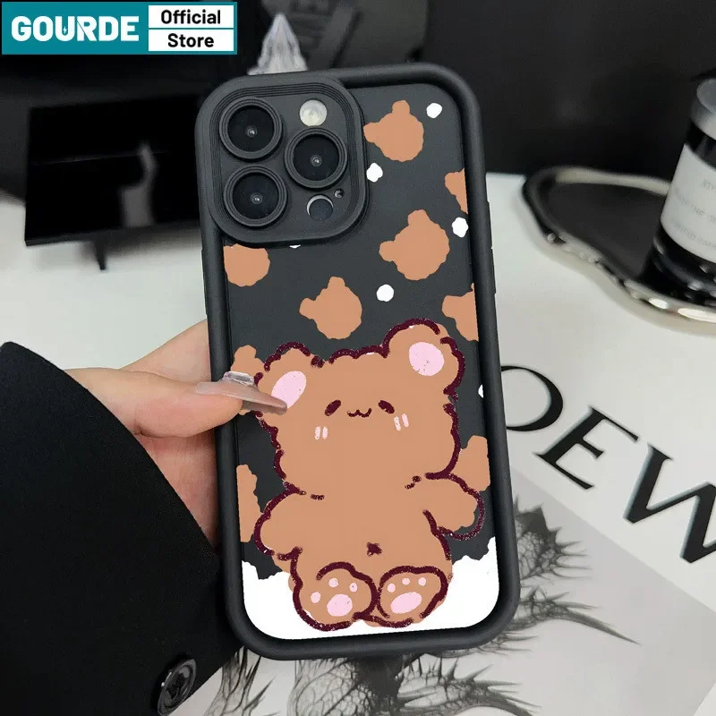 Gourde Funny Cute Casing Anime Bear Pattern Phone Case for Iphone 15 14 12 13 11 Pro Max IP 7 8 Plus Iphon X XS XR Xs Max image 2