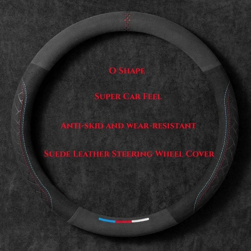 Auto Lenkrad Abdeckung Wildleder Leder Wrap Atmungsaktiv Anti Slip Universal 37-38 cm Lenkung Abdeckungen Dekoration Auto Zubehör – Detail 4