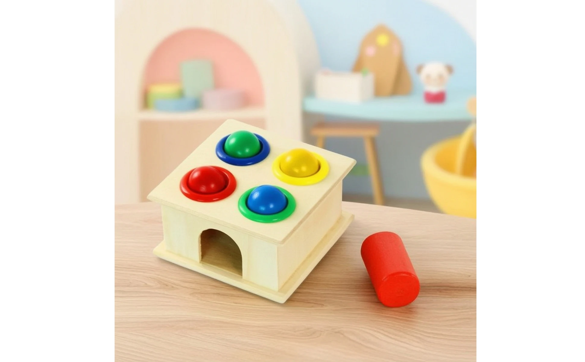 Wooden Pounding Toy Compact Hammering Toy Wooden Mallet Lightweight Mini for Toddlers, Playroom, Classroom