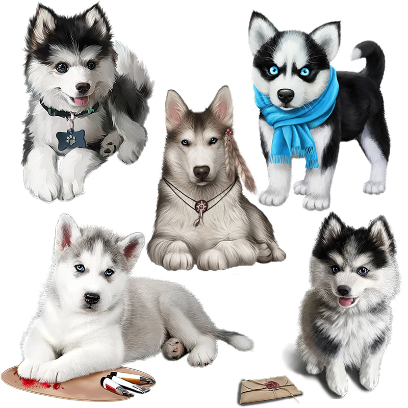 Three Ratels QD124 Watercolor hand-painted pet husky cute animal wall sticker home decorative toilet Decal