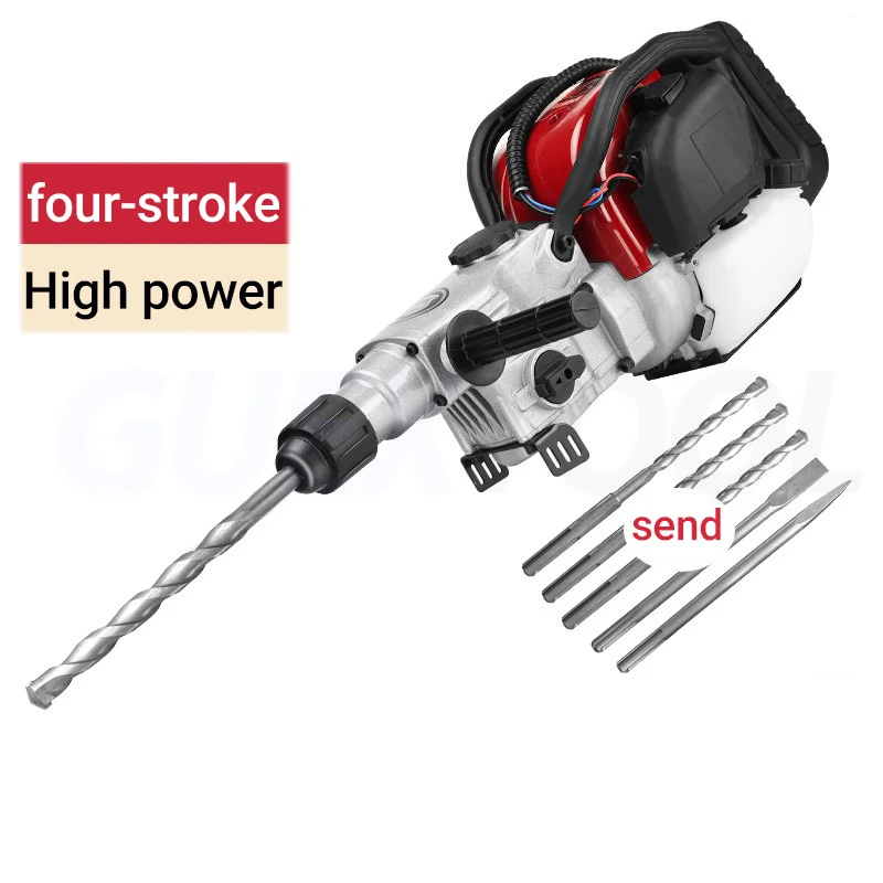 4-Stroke Gasoline Drilling Machine Concrete Impact Drilling 58 Dual-purpose Gasoline Electric Hammer Mountain Breaking Pickaxer