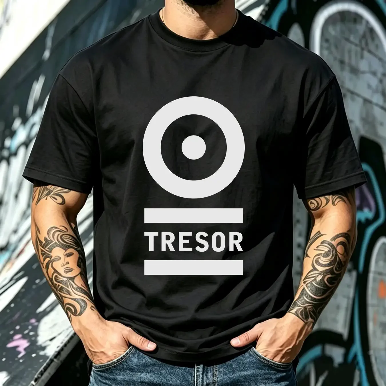 washed T Shirt Men's Black Cotton Tresor Club Techno Electronic Music vintage Washed Breathable graphic Versatile Soft