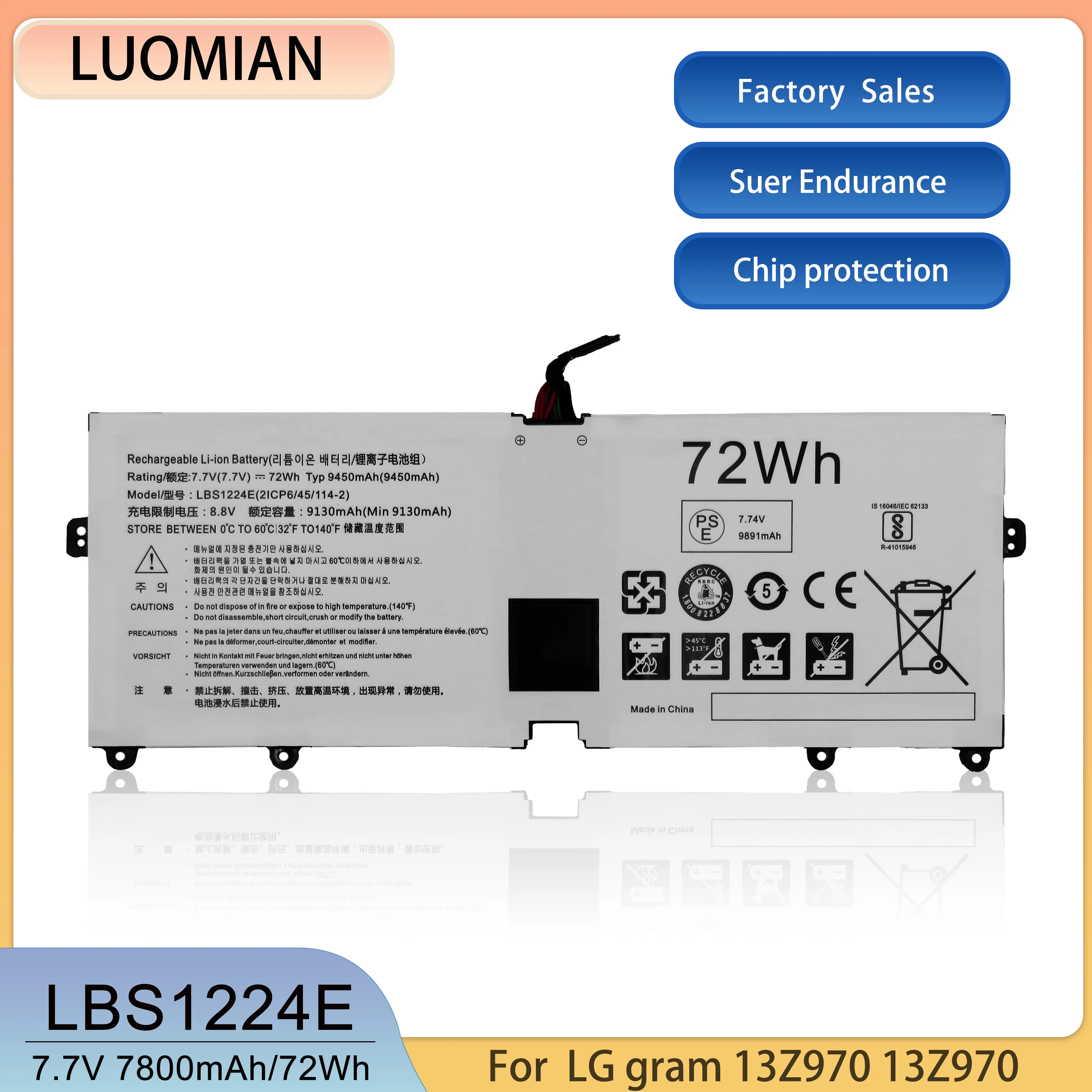 For LG Gram 13Z980 13Z990 14Z980 14Z990 15Z980 15Z990 17Z990 2018 13Z980-U 14Z980-A LBS1224E Laptop Battery 7.7V 72Wh