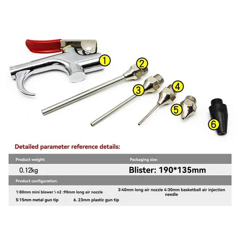 

【24 Hours Sale】Air Blow Apparatus Accessory Kit Air Nozzle Blow Set 5Pc Zinc Alloy Connection Air Machine Compressor Blower