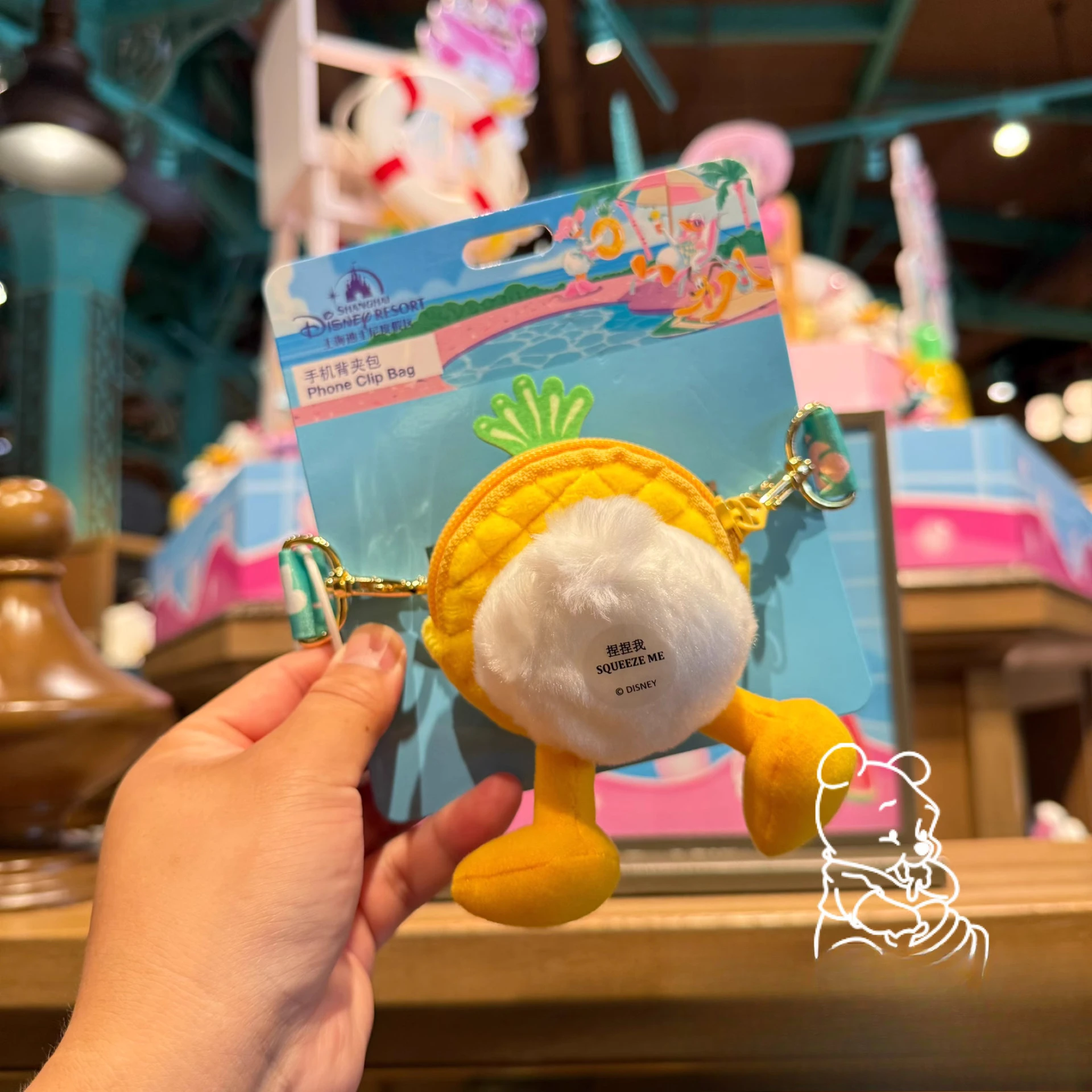 Originele Shanghai Disneyland 2025, zomerbreeze Mickey's goede vriend Donald Duck mobiele telefoon terug clip verpakking accessoires