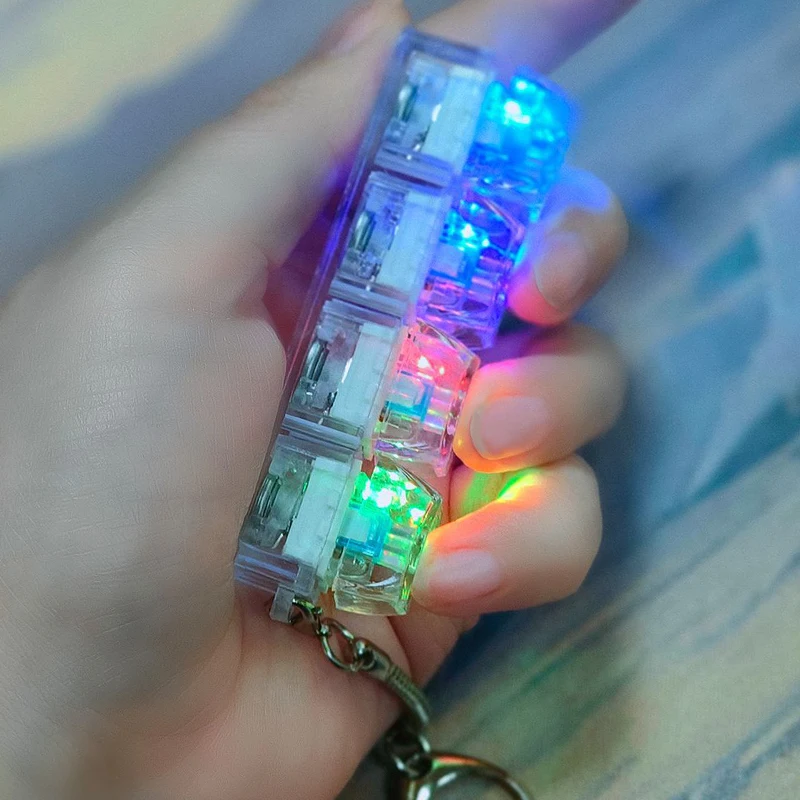 LED Luminous Keyboard Button Clicker Fidget Keychain Mini Finger Toy Key Ring Anxiety Relief Stress Decompression Gadget