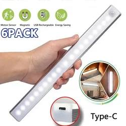 PIR Motion Sensor LED Under Cabinet Lamp Dimmable Rechargeable Night Light Stairs Closet Room Aisle Tube Bar Detector Bulb