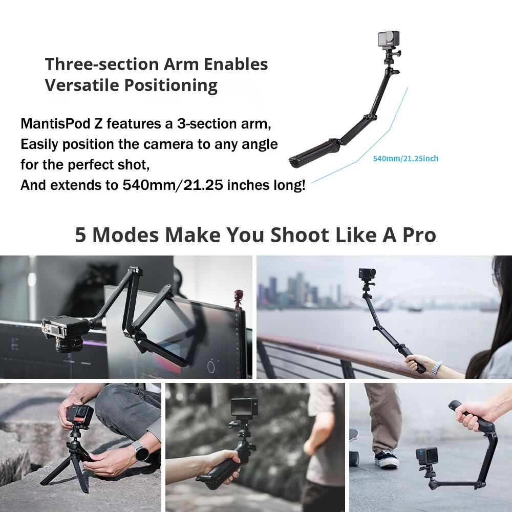 PGYTECH Caplock Mantispod Z ขาตั้งกล้อง 3 Way Monopod Pole Hand Grip สําหรับ GoPro Hero 12 11/ Insta360/DJI Osmo Action 4/3 กระเป๋า 3