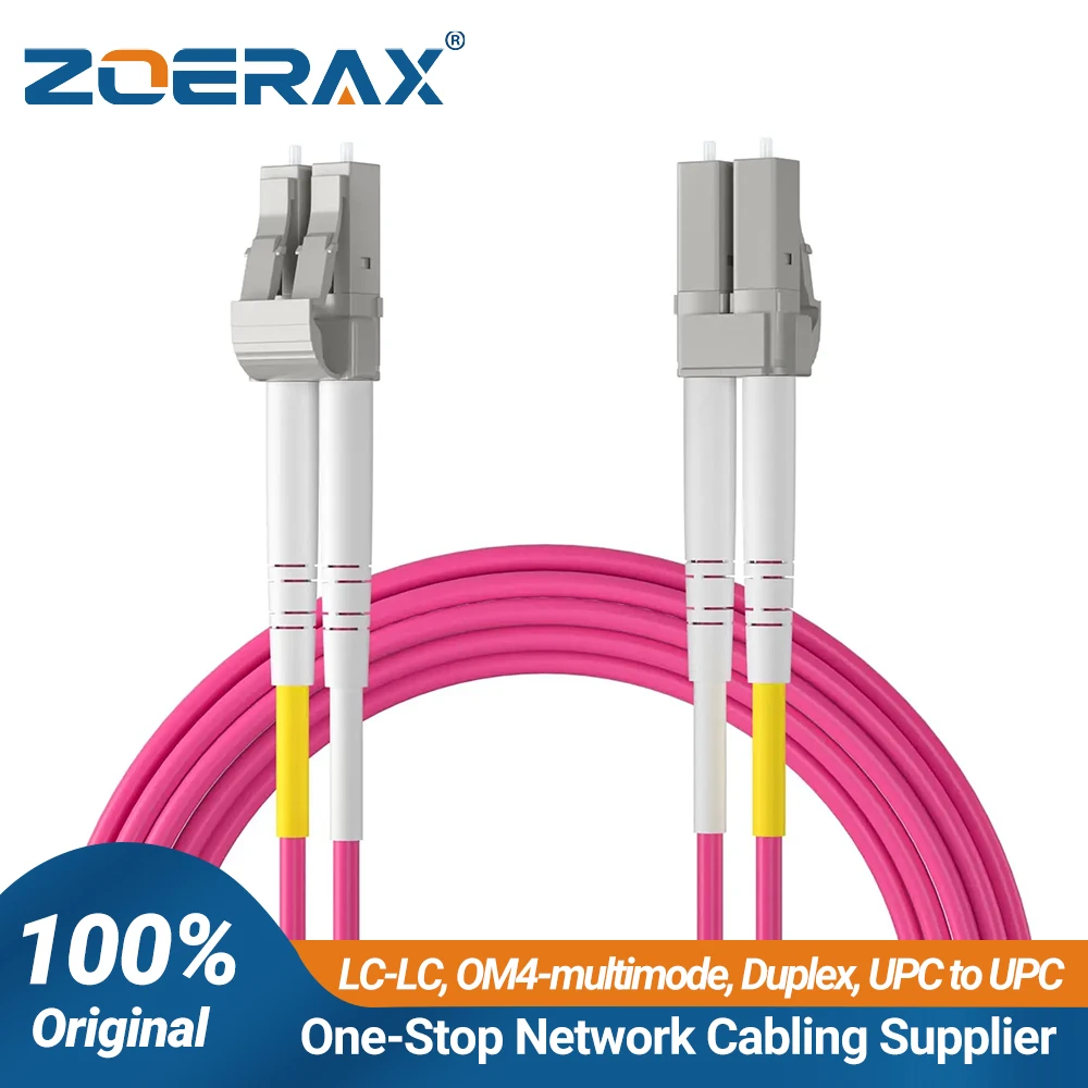 ZoeRax OM4 LC to LC UPC Fiber Optic Cord Cable 100/40/10Gb Multimode Duplex MMF 50/125μm LSZH Fiber Optic Cord
