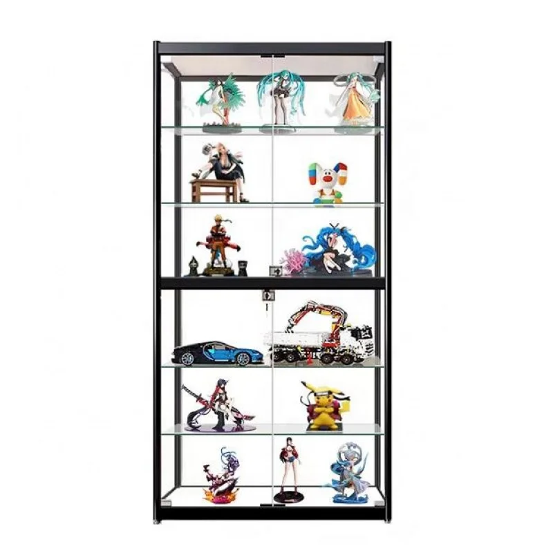 

custom.Standing Tall Shop Display Cabinet Toy Figurine Display Showcase with Adjustable Glass Shelves and LED Light