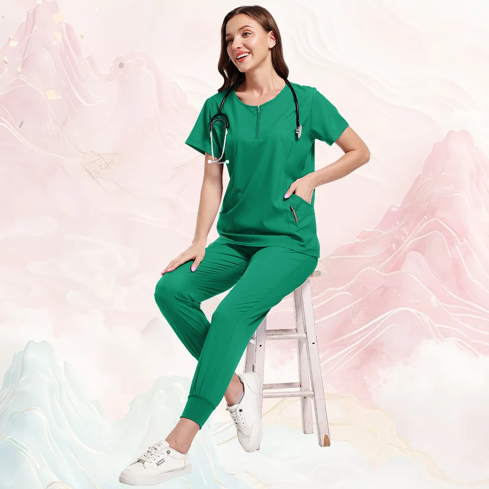Pakaian Medis untuk Wanita Set Jogger Scrub Celana Menyusui Gaun Bedah Seragam Medis Berkualitas Tinggi Grosir Seragam Kecantikan