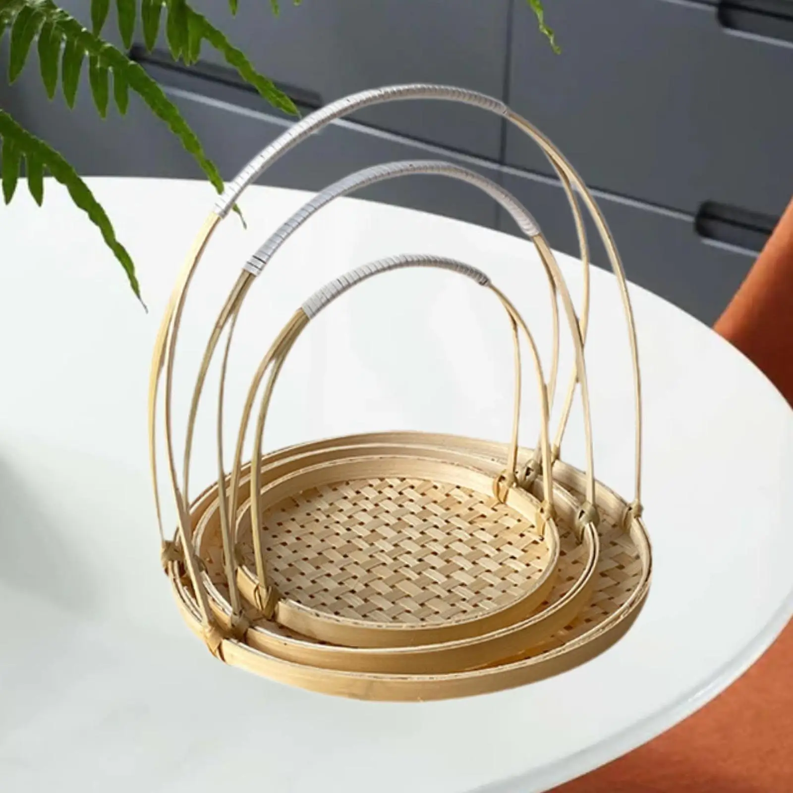 3 Pieces Woven Fruit Basket Versatile Food Storage for Kitchen Table
