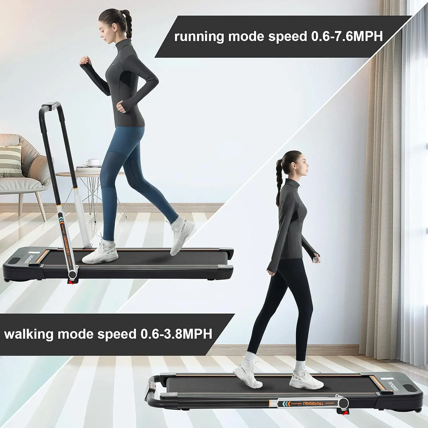 Under Desk Treadmill, 2 in 1 Folding Treadmills for Home Portable Compact Walking Pad Treadmill Under Desk Running Machine