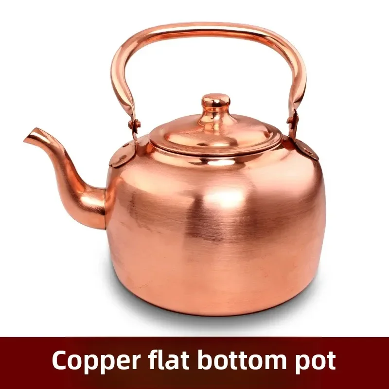 

5L Large Copper Pot Gas Kettle Kettle Bottom Soup Pot Flat Bottom Kettle Pure Copper Pot with Handle Handmade