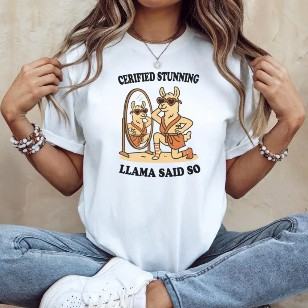 

Sassy Llama Self-Love T-Shirt Alpaca Confidence Funny Shirt Encourage Clothing Men Women Modern and Trendy Summer Cotton Tops