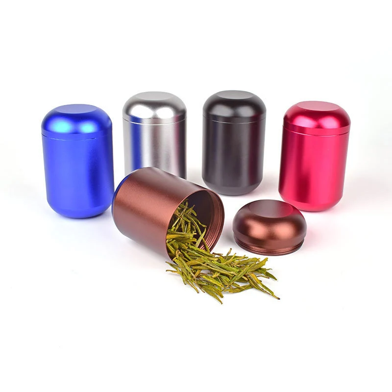 Exquisite Al Alloy Tea-leaf  Capsule Jar 45*70MM Tobacco Storage Can Herb Spice Keep Case Smoking Accessories Outdoor Gadget