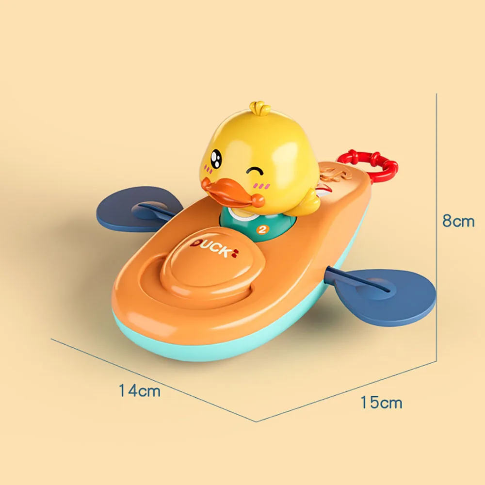 1Pc Little Cartoon Yellow Duck Kayak Toy Swimming Pool Bathroom Toys For Baby Bathing Swim Duck Chain Clockwork Toy for Children