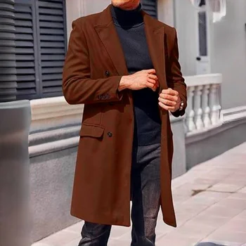 Men's Long Wool Blend Double-Breasted Coat 5 Men's Long Coat Wool Blend Double Breasted Jacket Casual Lapel With Lining Street Outer Warm Men's Clothing EU SIZE M-XXL 5
