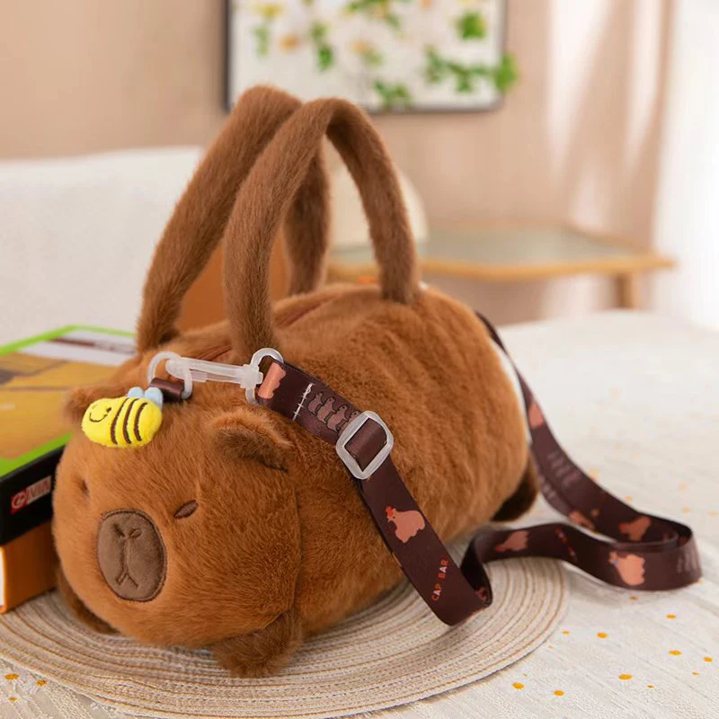 Bonito abelha floral design macio animal capivara bolsa leve durável crossbody bolsa presente de feriado de aniversário para crianças, amigos