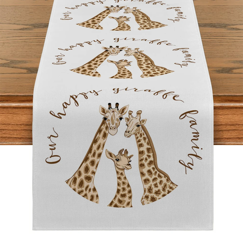 

Cartoon Giraffe Brown Bear Table Runner Rustic Dining Table Decorations Table Runners for Wedding Party Coffee Hotel Home Decor