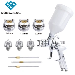 RONGPENG H827 에어 페인트 스프레이 건분사기, HVLP 1.4, 1.7, 2.0mm 노즐, 프라이머 마감 코트, 자동차 페인팅 세척용 공압 에어 브러시