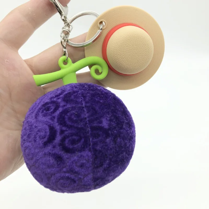 New Cartoon One Piece Keychain Devil Fruit Plush Backpack KeyChain Car Key Pendant Key Luffy Accessories Gifts