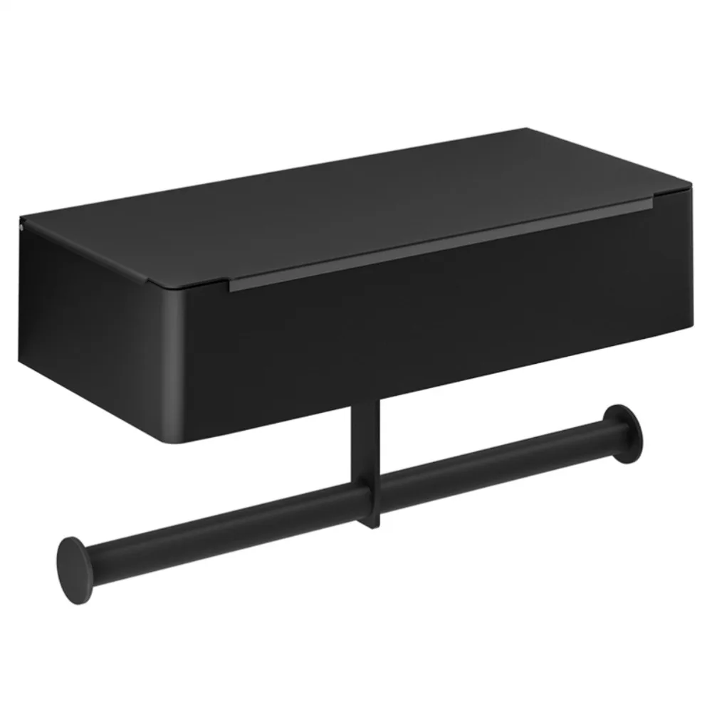 Practical Stainless Steel Toilet Paper Holder Black Overall Height 15.5cm Toilet Roll Holder Wipes Dispenser for Toilet