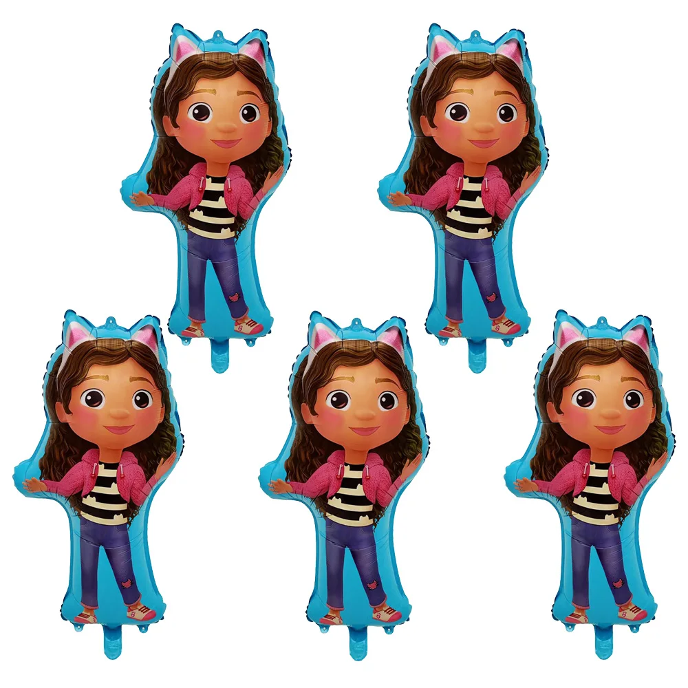 Globos para casa de muñecas Gabby, figura de dibujos animados, favores para niñas, decoración de globos para fiesta de cumpleaños, bola de papel de aluminio para Baby Shower, 5 uds.