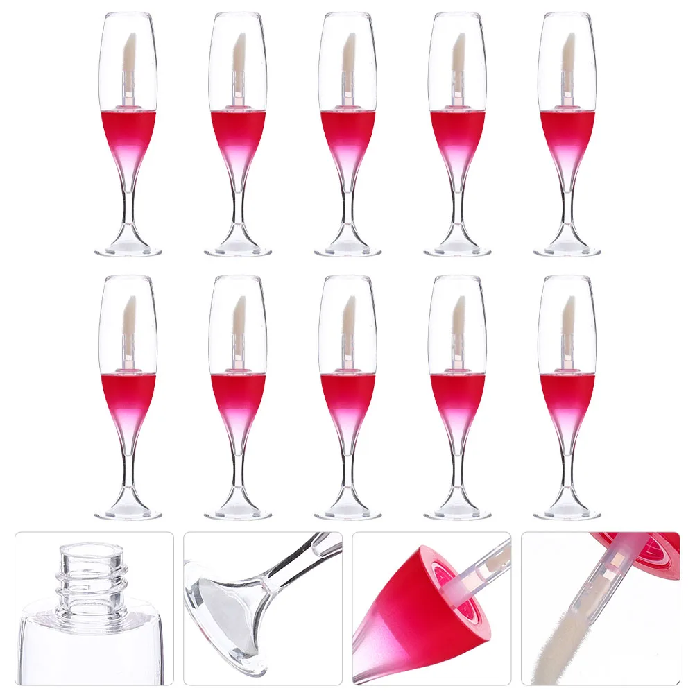 

10Pcs Wine Glass Lip Tint Empty Tubes Lightweight Portable Travel Size for DIY Lip Gloss Bottles Small Containers Holders