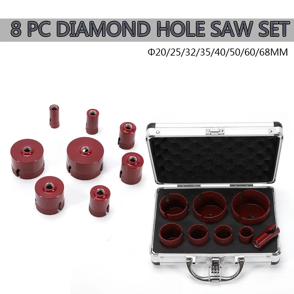 8PCS Professional Diamond Drill Bits Set Diamond  Holesaw Set (20-68mm)