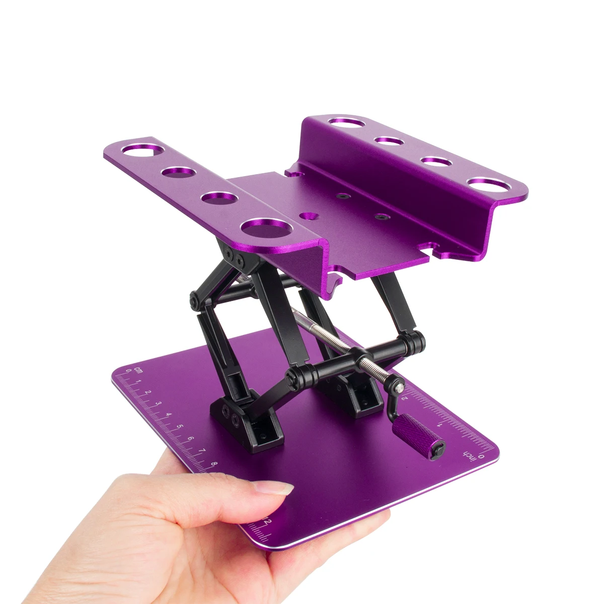 Stasiun Perbaikan Mobil RC Aloi Aluminium Dudukan Kerja Platform Perakitan Tinggi Dapat Disesuaikan untuk 1/10 1/8 TRX4 Redcat Axial Arrma Kraton