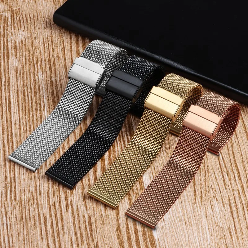 

Quick Release 1.0mm Thickness Milanese Watch Band for 18mm 20mm 22mm Universal Waterproof Watch Band Accessory with Metal Buckle