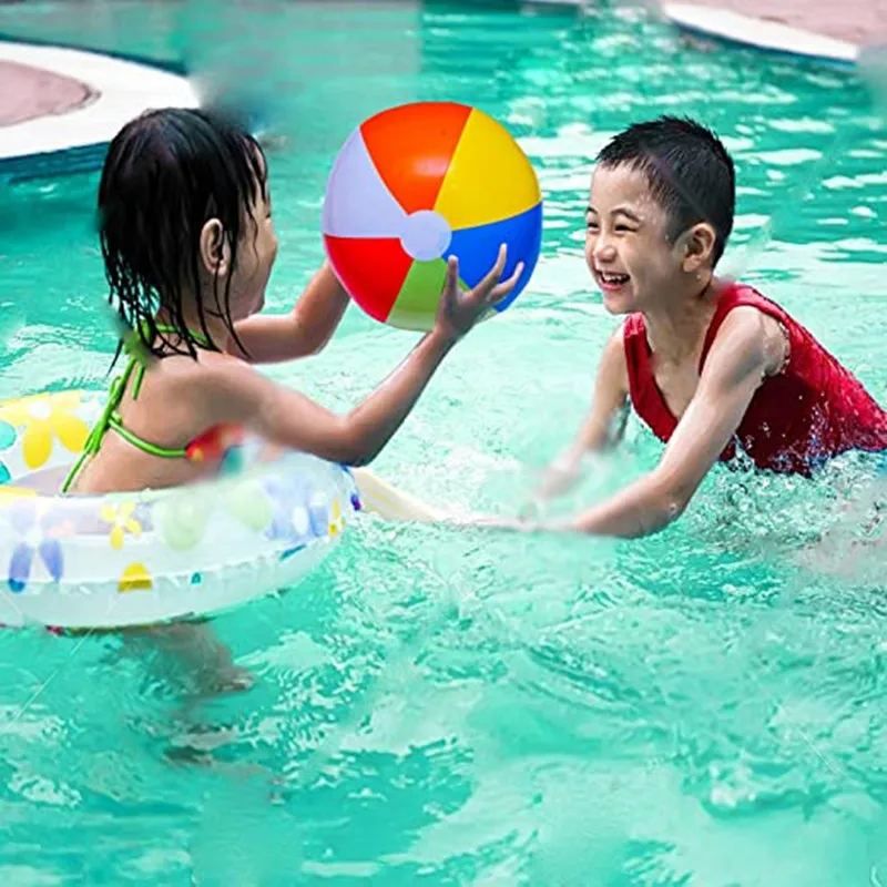 Bola de praia colorida inflável, festa na piscina Balões de jogos aquáticos, chuveiro esportivo de praia, brinquedos divertidos para crianças, 30cm