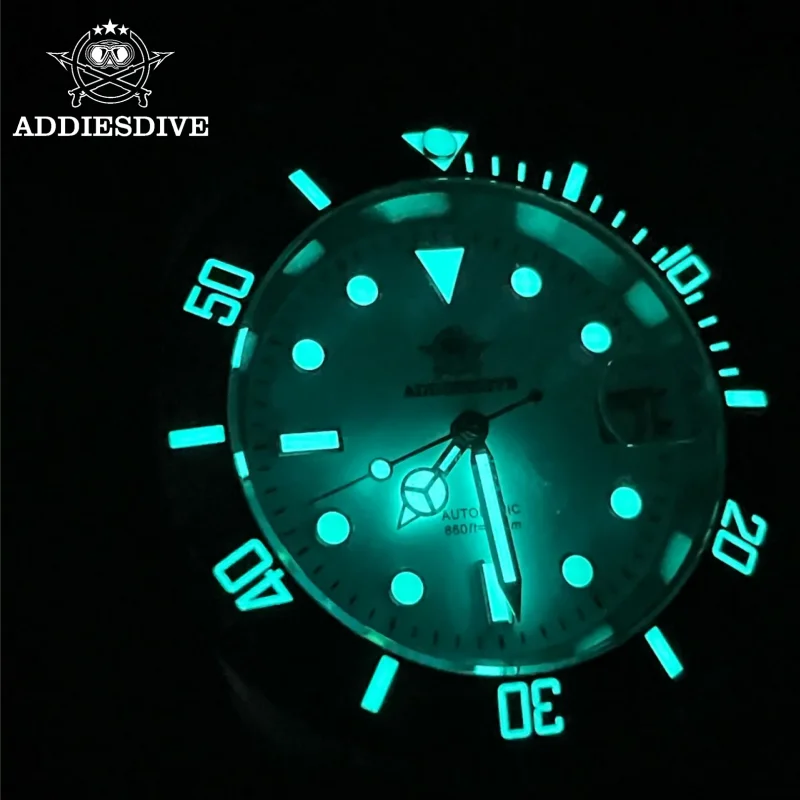 Addiesdive 41 مللي متر ساعة للرجال نافذة التقويم 200 متر مقاوم للماء BGW9 سوبر مضيئة 316L الفولاذ المقاوم للصدأ ساعة كوارتز Reloj hombre