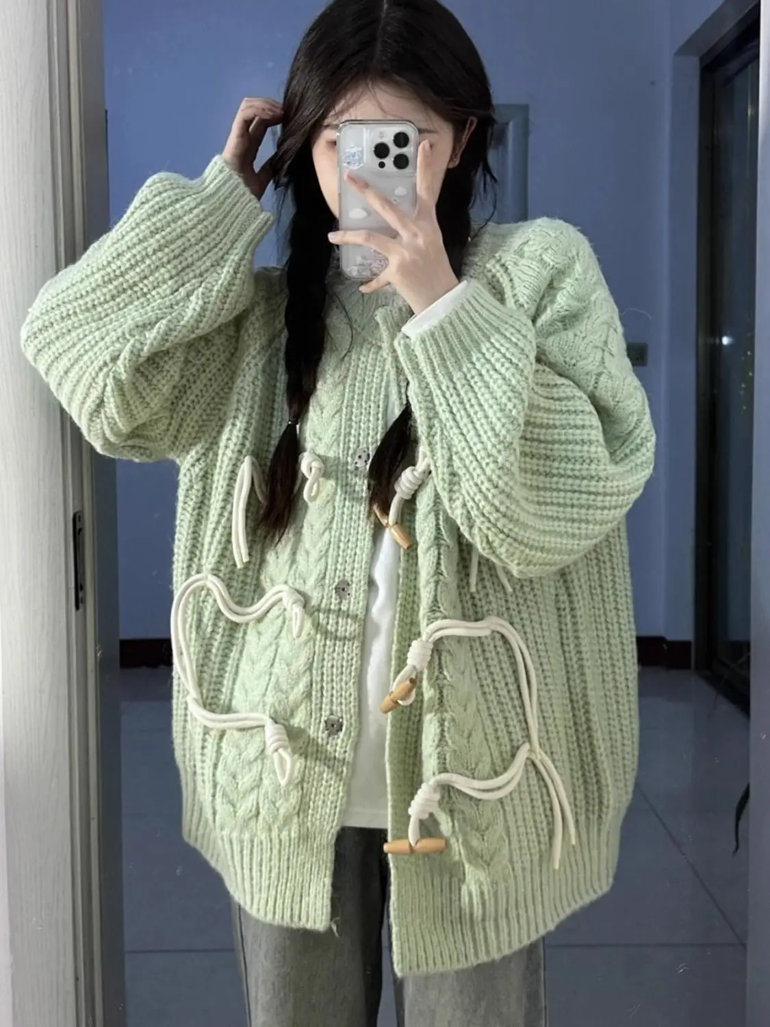 

Женский кардиган из японской шерсти, красный, с романтическим узором, свободного кроя, подарок на День святого Валентина, милый, с сердечками, в стиле OL