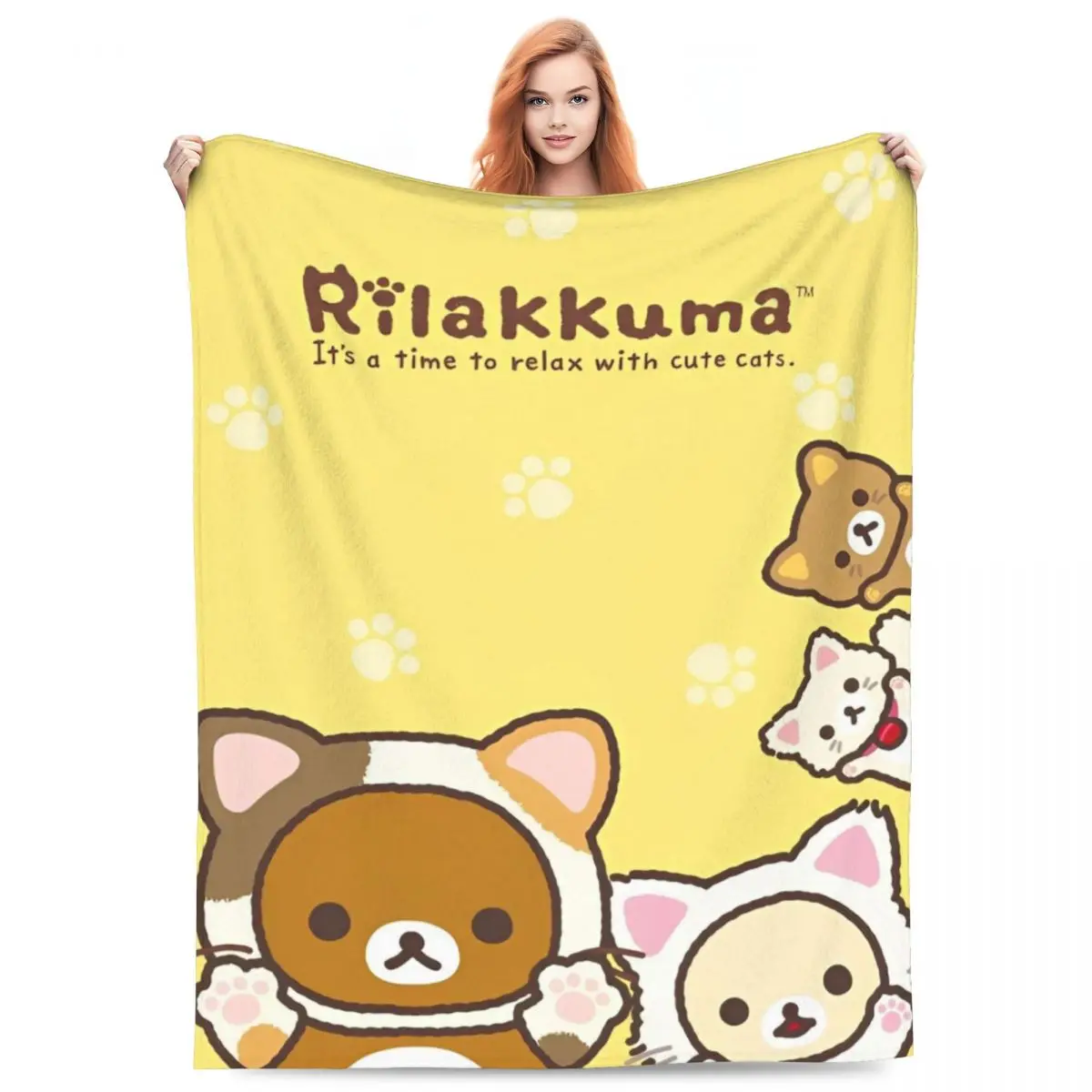 Rilakkuma Cartoon Blanket Picnic Flannel Throw Blanket For Living Room Super Warm Custom Quality Bedspread Gift