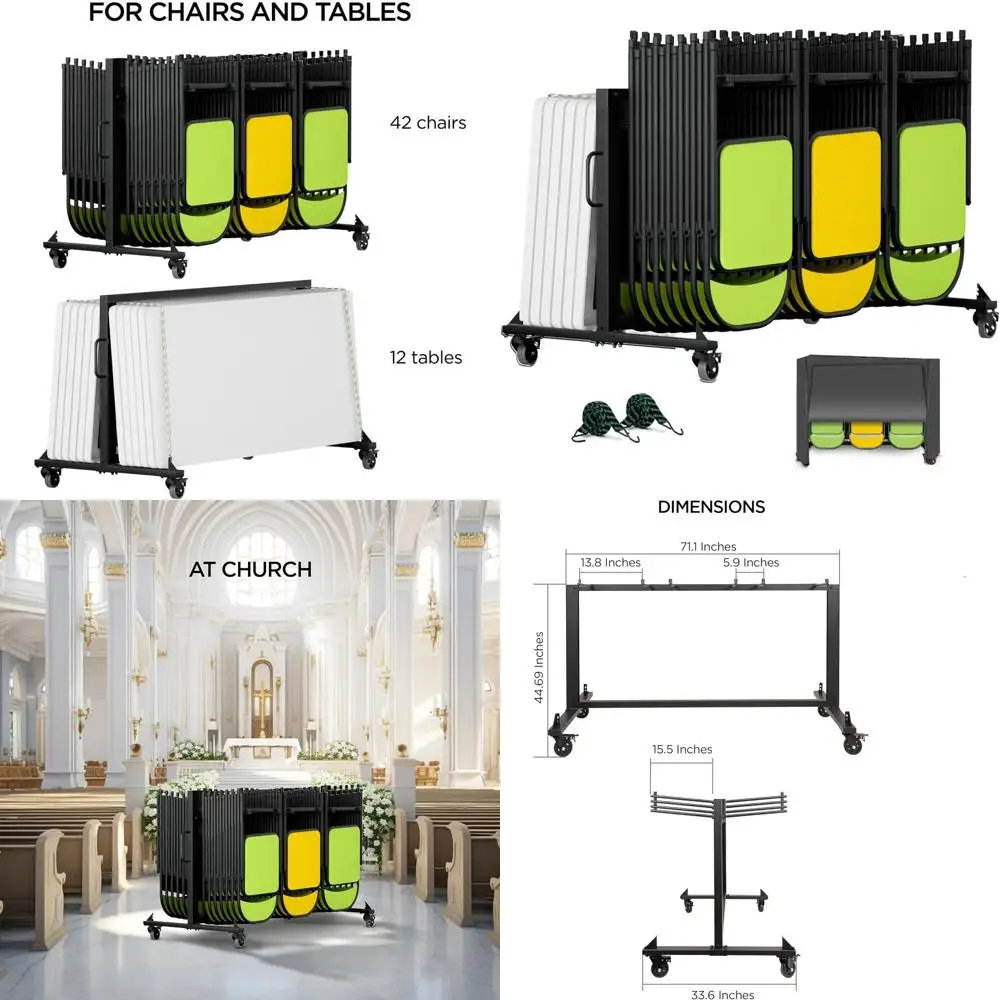 

Тележка-стеллаж для хранения 42 стульев или 12 столов, грузоподъемность 250 кг, с защитным чехлом от непогоды