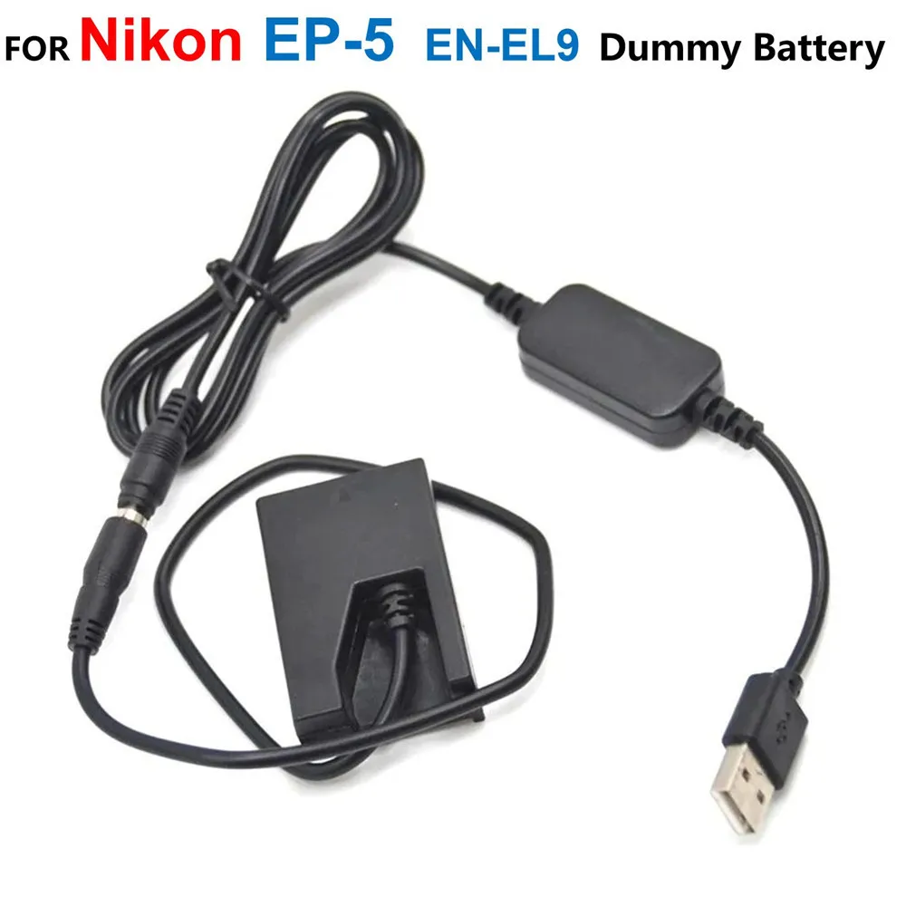 

EP-5 DC Coupler EN-EL9 ENEL9 Dummy Battery+Power Bank 5V USB Cable Adapter For Nikon D40 D40X D60 D3000 D5000 Camera