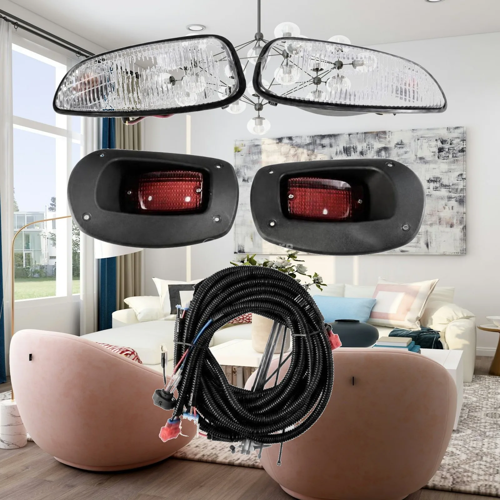 Golf Cart Headlight and Taillight Kit LED Golf Cart Light Kit Lighting Complete Allintegrated for Neighborhoods