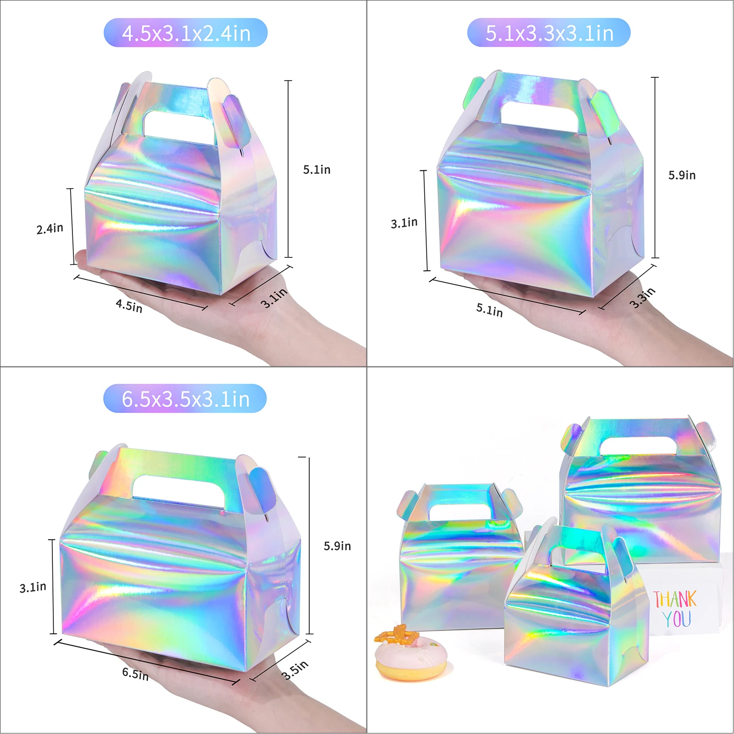 10pcs / ordinary color holographic cake box, dessert box, gable gift box, wedding carton