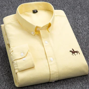 Large Size Full Men's Shirts 100% Pure Cotton Oxford Business Casual Shirt Soft Slim Fit Formal Plain Shirt Long Sleeve Clothes 3