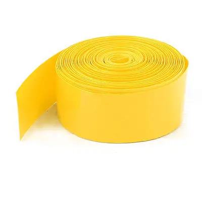 5Pcs 2Meters 23mm Width PVC Heat Shrink Wrap Tube Yellow for 1 x AA Battery