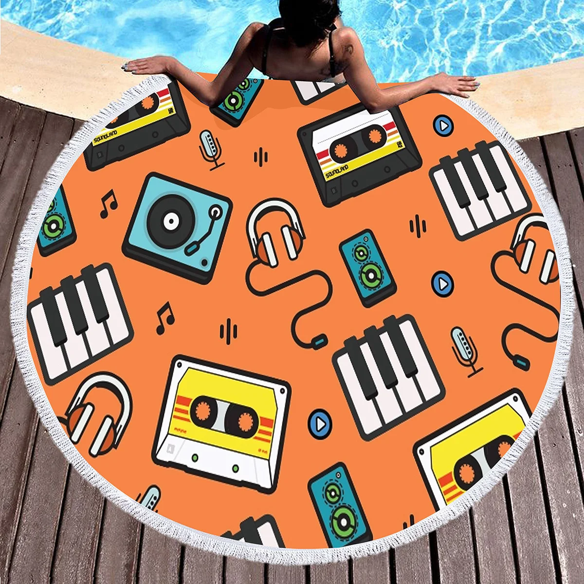 ملاحظة الموسيقى جولة منشفة الشاطئ موضوع الموسيقى منشفة نزهة حصيرة التجفيف السريع بطانية شاطئ لحمام السباحة التخييم السفر المشي لمسافات طويلة الرياضة اليوغا #5