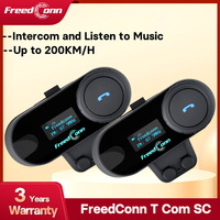FreedConn Intercom Bluetooth 5.1 For Motorcycle Helmet Headset Support Intercom Listen to Music At One Time 6 Riders FM Screen