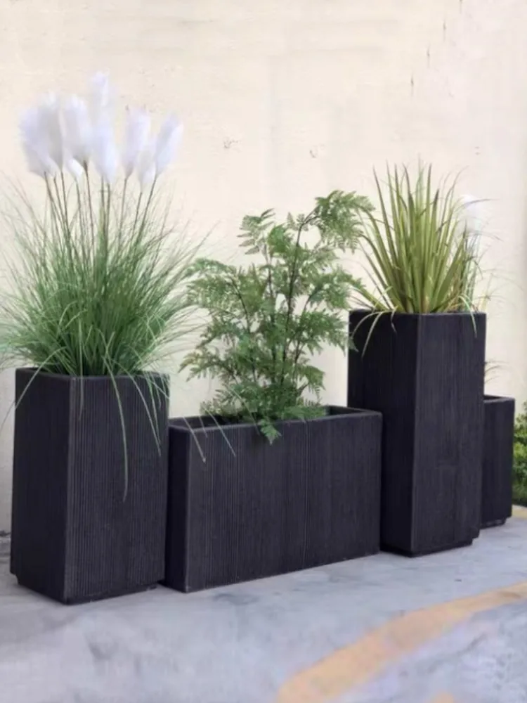 

Hot Sales Outdoor FRP Flower Pot Creative Nordic Simple Home Gardening Garden Planting Flower Box Rectangle Large Flower Groove