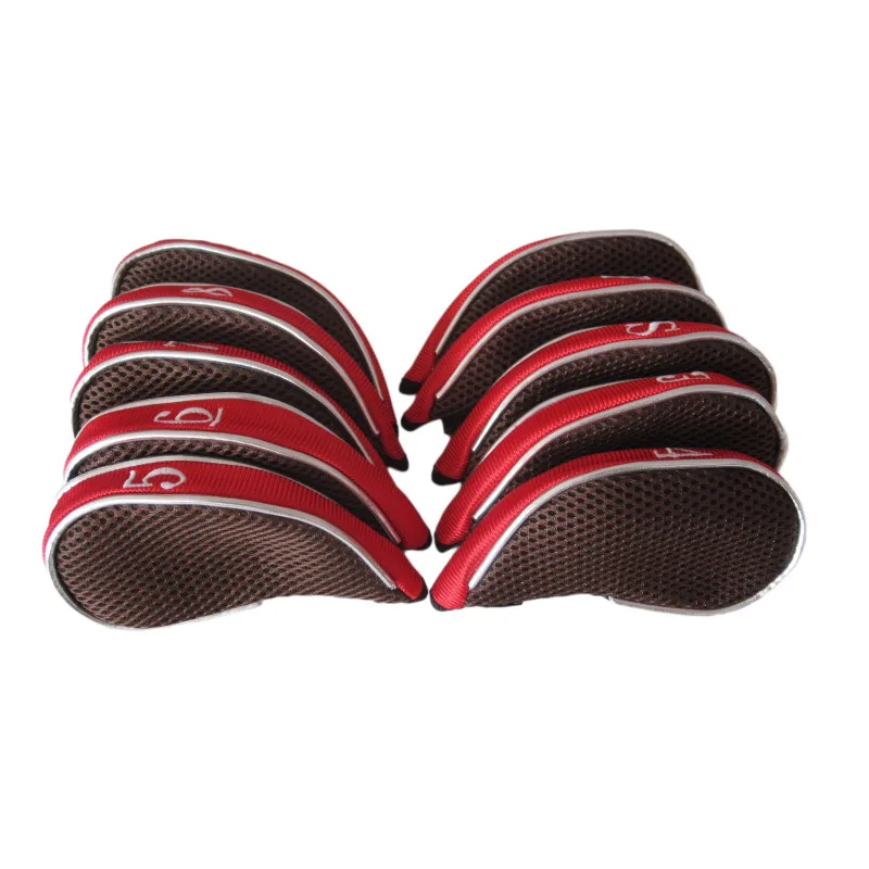 

Железный чехол на молнии, чехол для головы для гольфа, сэндвич-сетка, чехол для головы клуба, 10 шт., вышитые цифровые новые продукты