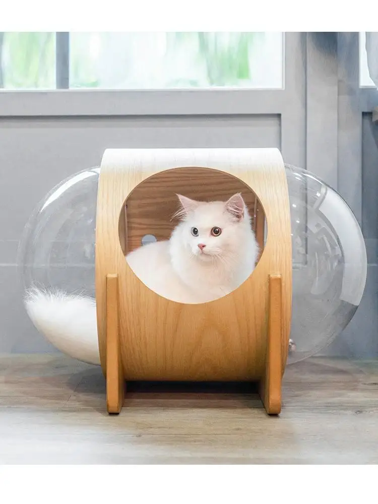 Wooden Space Capsule Enclosed Cat Litter, Dog Litter, Four Seasons, General Transparent Litter, Removable and Washable